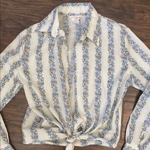 Vintage retro 1970s boho flannel button up